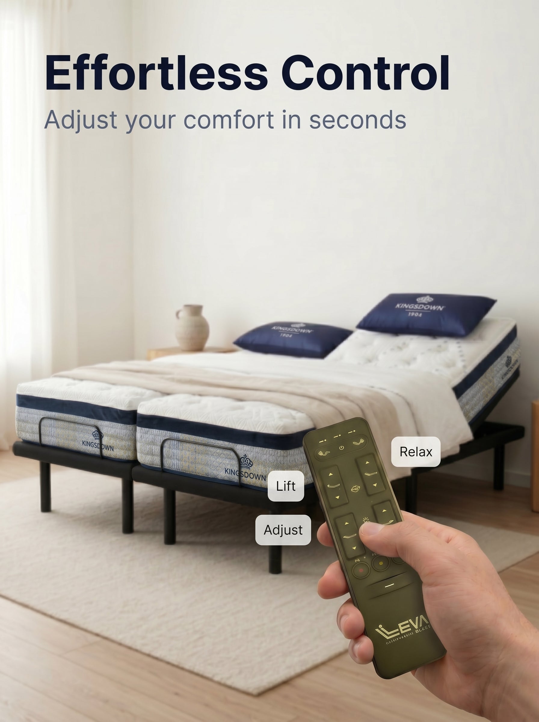 Kingsdown Empress Split King Adjustable Bed Package
